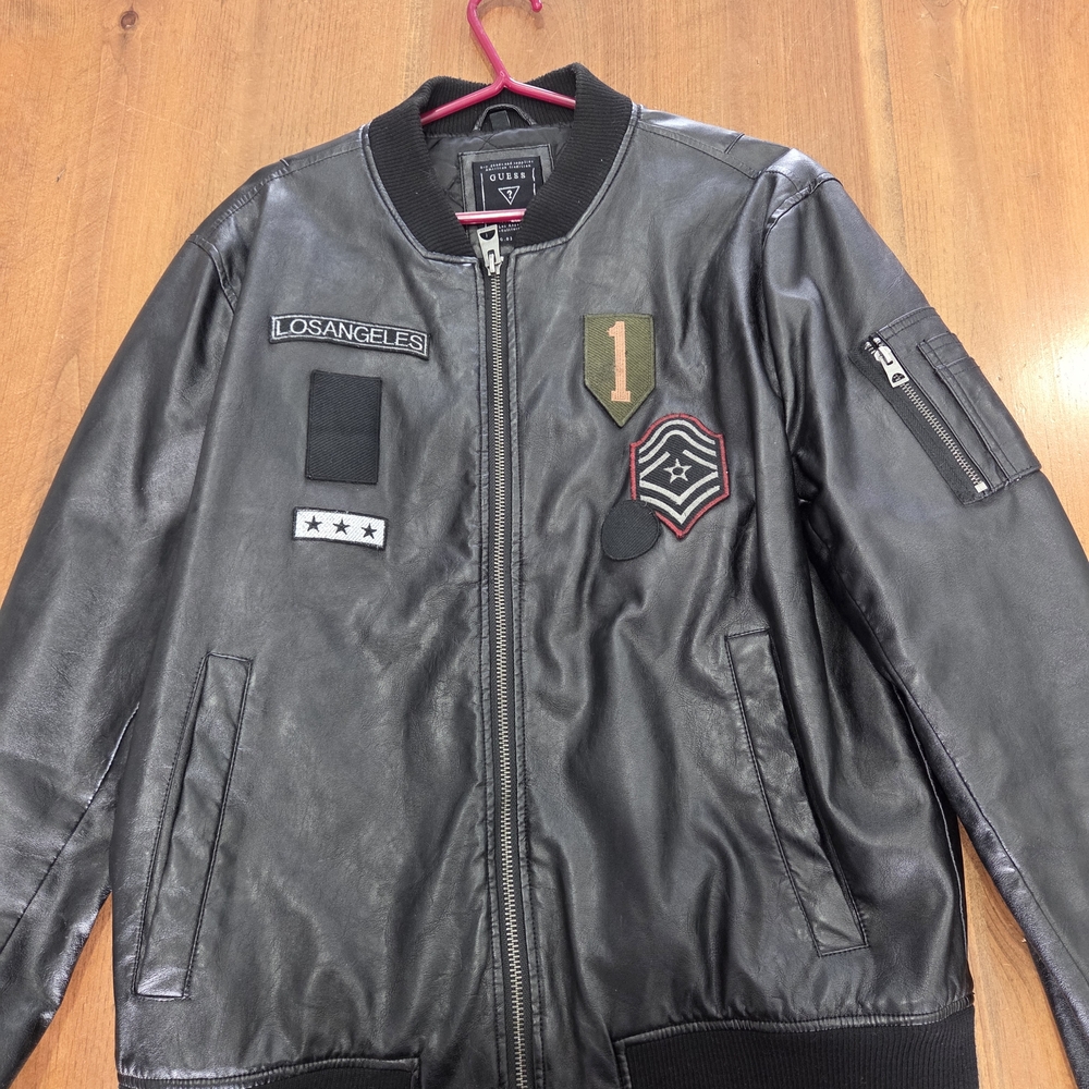 Guess Black Bomber Jacket with Patches
